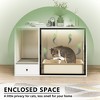 ATJafurn 37.4 " Litter Box with Glass Door Hidden Cat Cabinet, Enclosed Odor-Proof Litter Spatter Cat Toilet, White - 2 of 4