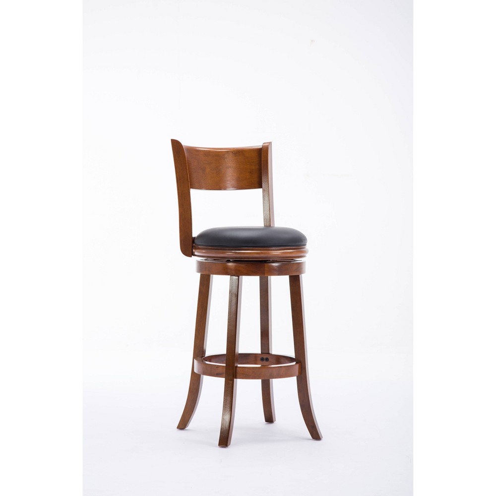 Boraam 29" Palmetto Swivel Hardwood Barstool Walnut: Upholstered, High Back, Fixed Height