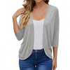 Open Front Knit Cardigan - Women's Basic Long Sleeve Casual Cover Up - 2 of 4