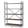 65" Mirna Iron & Oak Wood 5-Shelf Bookshelf with Quatrefoil Design - Baxton Studio - 4 of 4