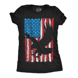 Womens Eagle In Flag Awesome T Shirt Fourth Of July Graphic Tee For Ladies - Crazy Dog Women's T Shirt - 1 of 4