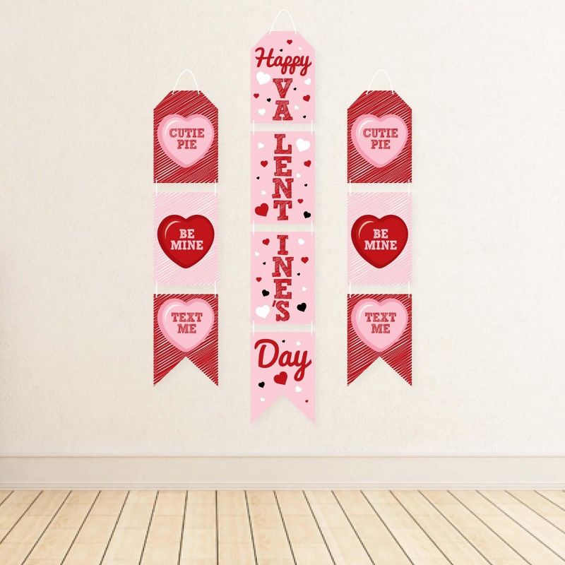 Big Dot of Happiness Conversation Hearts - Hanging Vertical Paper Door Banners - Valentine's Day Party Wall Decoration Kit - Indoor Door Decor, 3 of 8
