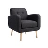 Bestier Black Mid-Century Modern Fabric Accent Armchair Single Sofa with Rubber Wood Legs Linen Upholstery for Living Room - 2 of 4