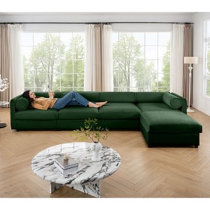 Modular Sectional Sofa with Storage, Cylindrical Backrest and Armrests Deep Comfortable Seating,Durable and Supportive for Living Room - 1 of 4