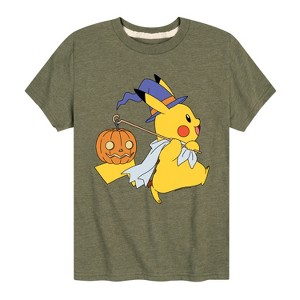 Boys' - Pokémon - Pikachu Halloween Witch and Pumpkin Short Sleeve Graphic T-Shirt - 1 of 4