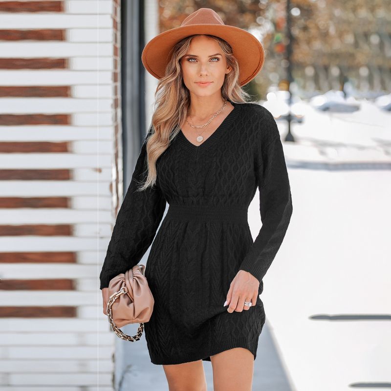 Women's Cable Knit V-Neck Sweater Dress - Cupshe, 2 of 7