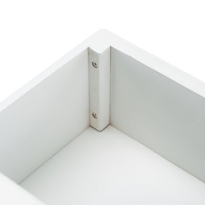 Transitional White Poplar Wood Nightstand with Metal Pulls and Storage