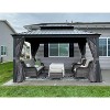 PURPLE LEAF Outdoor Gazebo Aluminum Frame Galvanized Steel Double Roof Patio Hardtop Gazebo with Curtains and Netting for Patio Lawn and Garden - 2 of 4