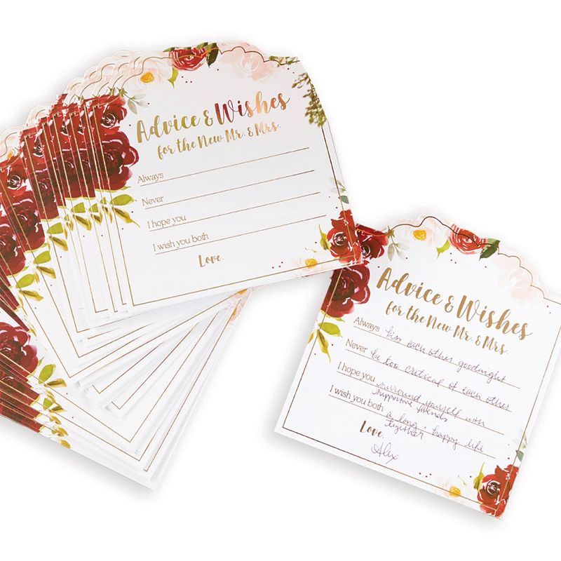 Kate Aspen Burgundy Blush Floral Wedding Advice Card (Set of 50) | 28507NA, 1 of 9