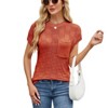 Cap Sleeve Chessboard Sweater with Crew Neck Lightweight Soft Knit Tops with Chest Pocket Summer Casual Tops for Women - 4 of 4