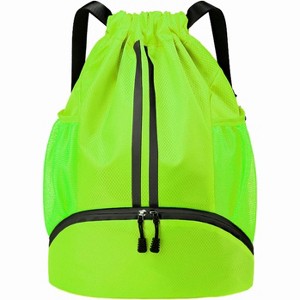 Drawstring Sports Backpack with Shoe and Wet Pockets, Water-Resistant Gym & Swim Bag for Men and Women - 1 of 4