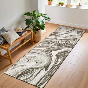 2x6 Abstract Machine Washable Runner Rug For Kitchen Stain Resistant Throw Carpet With Non-Slip Backing Low Pile Floor Cover For Hallway Entryway - 1 of 4