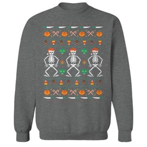 Rerun Island Men's Trick Or Christmas Long Sleeve Graphic Cotton Pullover Sweatshirt - 1 of 1