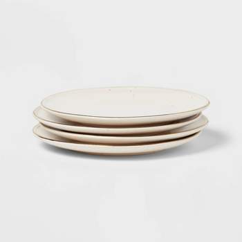 4pk Ceramic App Dining Plates Ivory/Gold - Threshold™