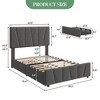 Garvee Twin Size Bed Frame with Adjustable Headboard and 2 Storage Drawers, Soft Upholstered Platform Bed Frames with Wooden Slats Support, Grey - 2 of 4