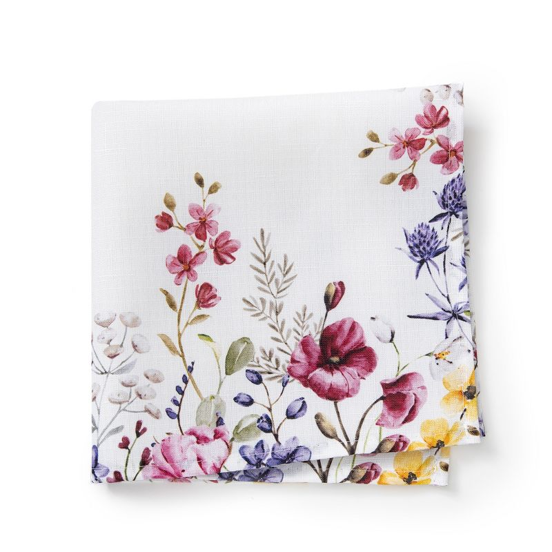 Poppy Wildflower Bordered Napkin Set of 4 - Multicolor - 17x17 - Elrene Home Fashions, 4 of 6