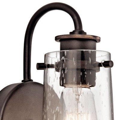 Rustic Distressed Bronze Jelly Jar Wall Sconce, 9.5" Height