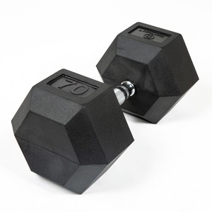 Body Sport Rubber Encased Hex Dumbbell Weight, Strength Training Equipment for Home Gym, Black - 1 of 4