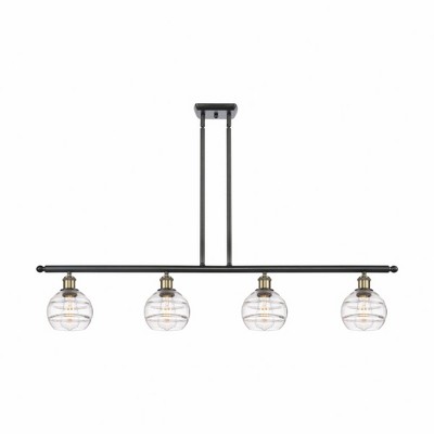 Rochester - 4 Light Stem Hung Island In Industrial Style-8.38 Inches Tall and 48 Inches Wide