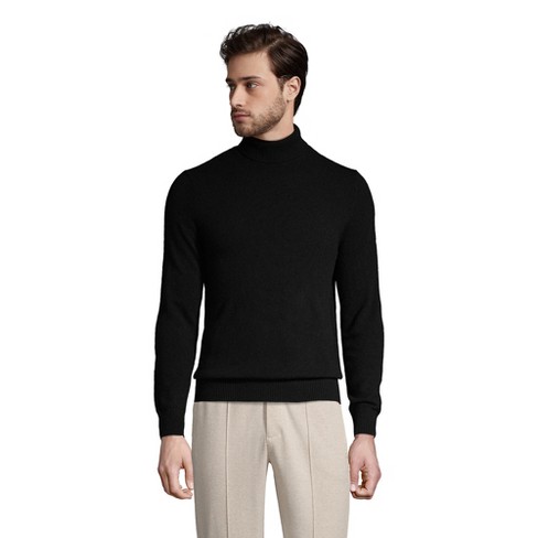 Lands' End Men's Fine Gauge Cashmere Turtleneck Sweater - Small - Black ...