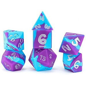 Gate Keeper Games Psionic Combat Anti-Stress Dice 7pc RPG Set-Purple Blue Swirl - 1 of 4