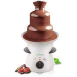 NutriChef PKFNMK16.5 Electric Countertop 3 Tier Stainless Steel Fondue Maker Fountain for Melted Chocolate, Cheese, Liqueurs, Caramel Dip, White