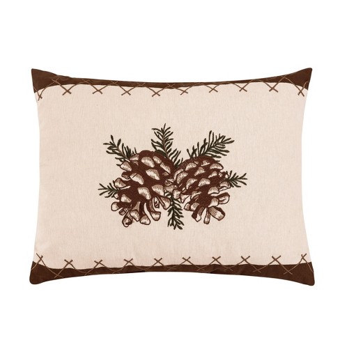Winter Pine Cone Decorative Throw Pillow Cover, Wooden Christmas