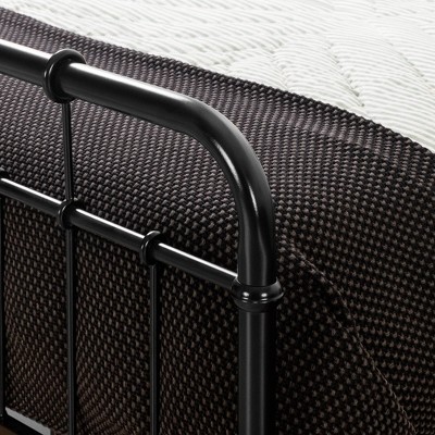 Twin Black Metal Platform Bed with Headboard and Footboard