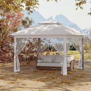 10x10Pop Up Instant Gazebo Tent for Backyard, Pop Up Gazebo With Mosquito Netting, Outdoor Canopy Gazebos Waterproof With Portable Carrying Bag - 1 of 4