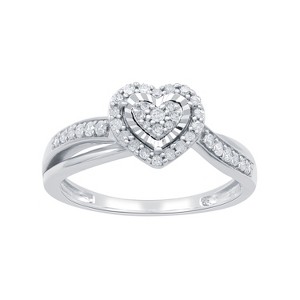 GILDED 1/4 CTTW Natural Diamond Pear & Heart Shaped Ring in Sterling Silver with Miracle Plating, Size 7 - 1 of 4