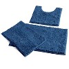 Home Mart Goods 3 Piece Set Blue Soft Cozy Plush Chenille Bath Mat Highly Absorbent Bathroom Rug - 3 of 4