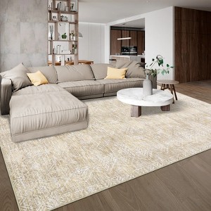 Modern Indoor Area Rug: Machine-washable, thin, foldable. Plush, abstract geometric, anti-wrinkle, easy care. For living rooms, bedrooms - 1 of 4