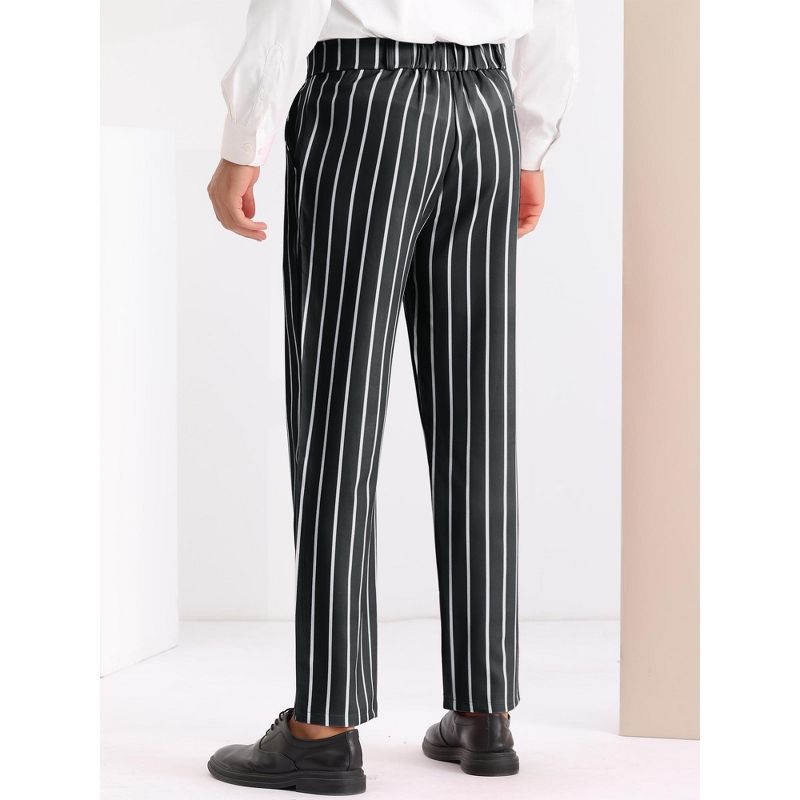 Lars Amadeus Men's Business Flat Front Contrasting Colors Stripes Printed Trouser, 3 of 7