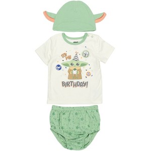 Star Wars Baby Yoda 3 Piece Set: T-Shirt Diaper Cover Hat -Test99 - 1 of 4