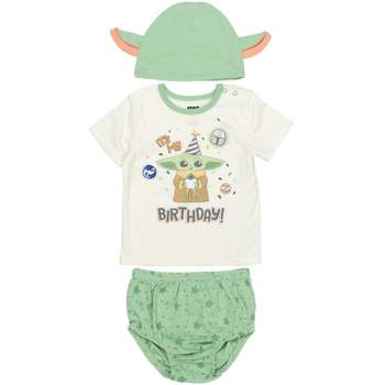 Star Wars Baby Yoda 3 Piece Set: T-Shirt Diaper Cover Hat -Test99