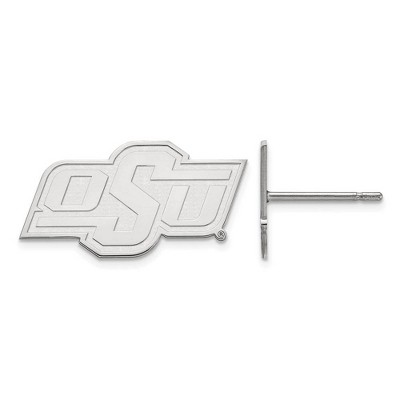Black Bow Jewelry 10k White Gold Oklahoma State Cowboys NCAA Post Earrings