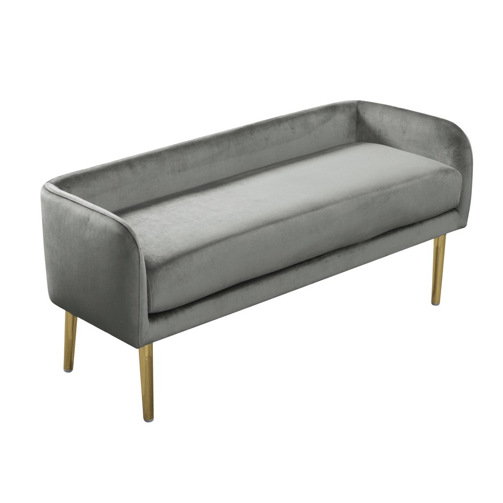 Audrey Modern Bench Gray Velvet - HomePop was $279.99 now $209.99 (25.0% off)