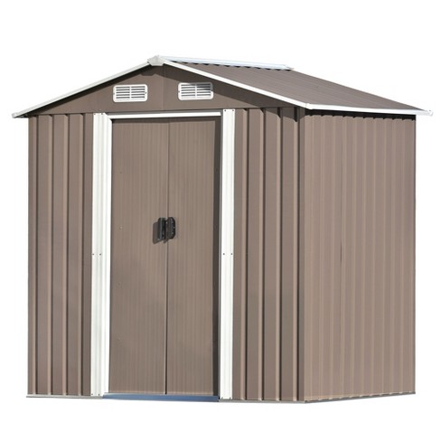 Patio 6ft X4ft Metal Storage Shed With Lockable Door, Tool Cabinet With ...