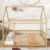 COWLOWN Full Size House Floor Bed with Roof & Safety Guardrails, Wooden Bed for Kids and Toddlers - 3 of 4