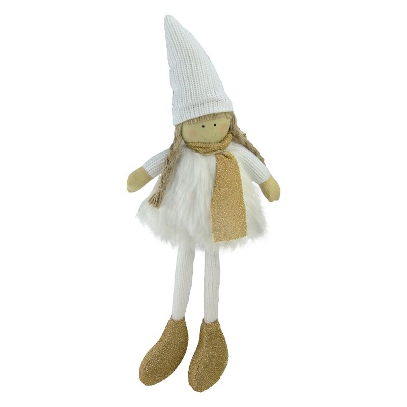 Northlight 13" Gold and White Standing Girl with Hat Tabletop Decoration, 1 of 4