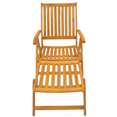 Acacia Wood Adjustable Outdoor Chaise Lounge Chair with Arms