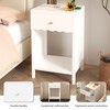 LIVAREEmlen Modern White Nightstand with Drawer and Open Shelf, for Bedroom, Cute Minimalist Side Table for Kids Room or Girls' Room - 3 of 4