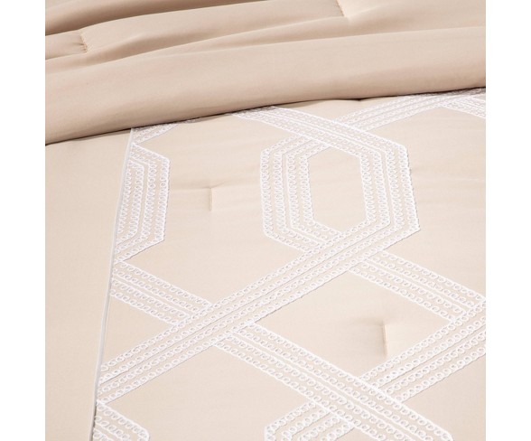 Full Tiras Geometric Comforter Set Tan/Ivory - Hallmart Collectibles