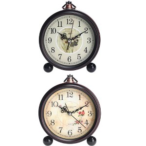 REGALWOVEN 2 Pcs Metal Battery Powered Silent Vintage Desk Clock 5.9 x 5.1 x 2 Inches - 1 of 4