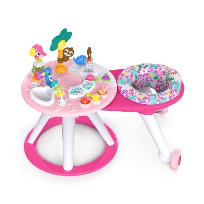 Bright Starts Around We Go 2 in 1 Walk Around Activity Center Table Tropic Coral Pink