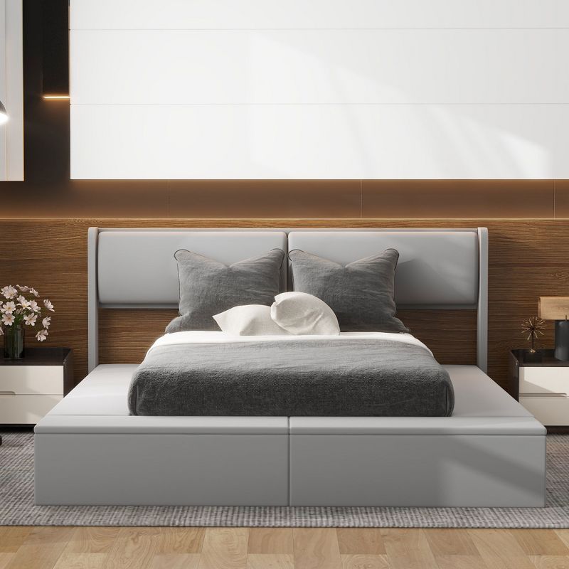 Queen Size Upholstered Storage Platform Bed with Storage Space and Footboard - ModernLuxe, 2 of 11
