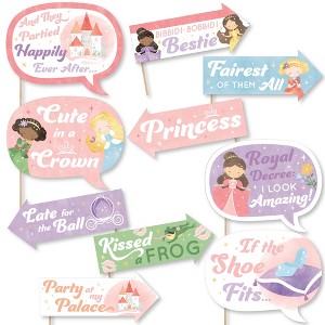 Big Dot of Happiness Funny Princess Party Photo Booth Props Kit, Princess Birthday Party Decorations for Girls - 10 Count Selfie Prop Sticks - 1 of 4