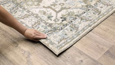 Ivory and Beige Synthetic Traditional Area Rug 2'6" x 12'