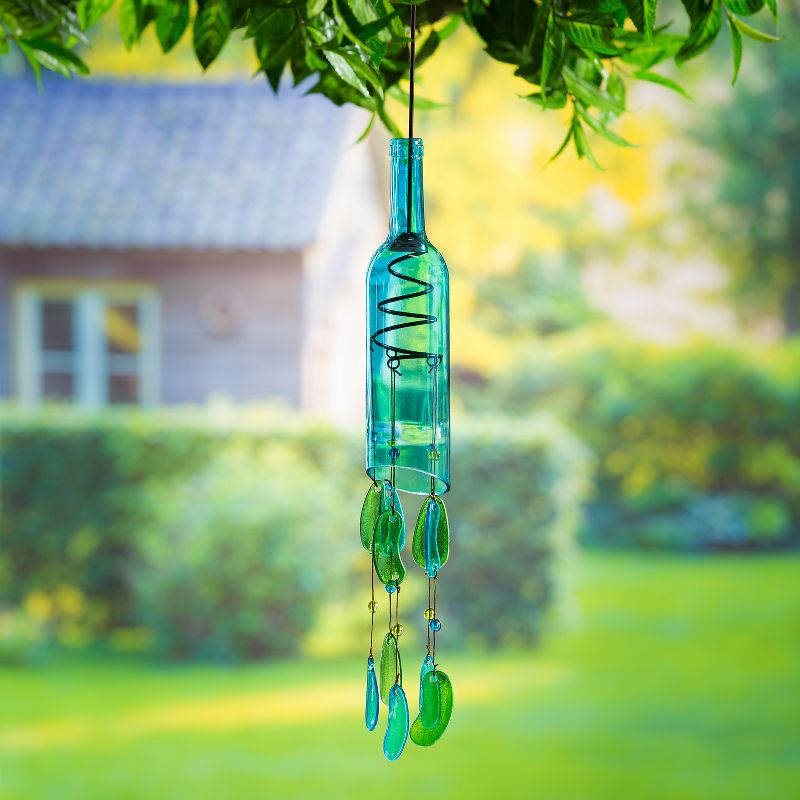 Evergreen 29"H Wind Chime, Light Blue Bottle- Fade and Weather Resistant Outdoor Decor for Homes, Yards and Gardens, 2 of 5