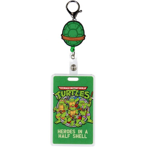 TMNT Turtle Rubber Shell Badge Reel Retractable Lanyard with Lobster Claw Clasp Multicolored - image 1 of 4